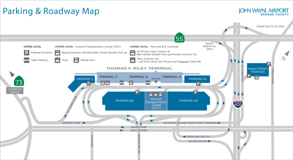 John Wayne Aiport Parking Map 